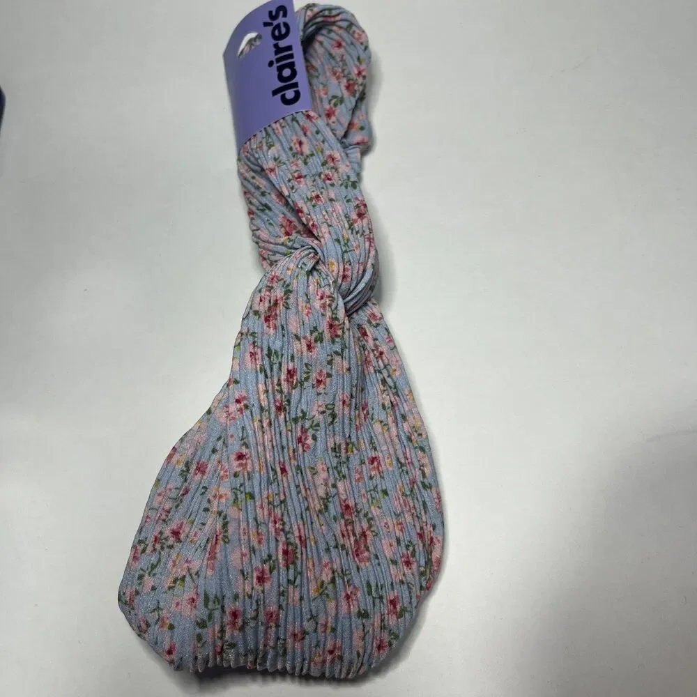 Blue Pink Floral Twist Headband Stretchy From Claire’s Brand New